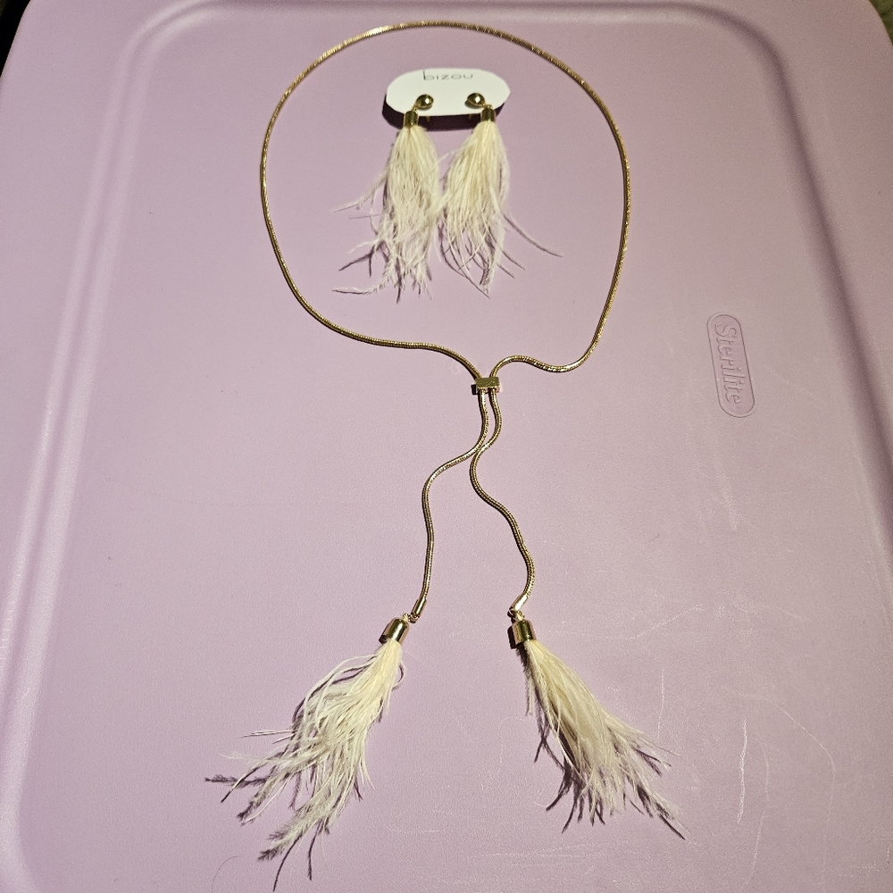 💥2for10💥Feather necklace earrings set